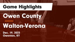 Owen County  vs Walton-Verona  Game Highlights - Dec. 19, 2023