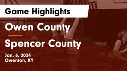 Owen County  vs Spencer County  Game Highlights - Jan. 6, 2024