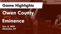 Owen County  vs Eminence  Game Highlights - Jan. 8, 2024