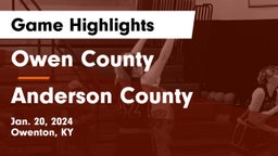 Owen County  vs Anderson County  Game Highlights - Jan. 20, 2024