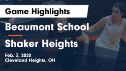 Beaumont School vs Shaker Heights  Game Highlights - Feb. 3, 2020