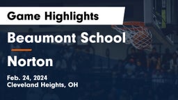 Beaumont School vs Norton  Game Highlights - Feb. 24, 2024
