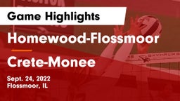 Homewood-Flossmoor  vs Crete-Monee  Game Highlights - Sept. 24, 2022
