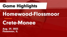 Homewood-Flossmoor  vs Crete-Monee  Game Highlights - Aug. 29, 2023