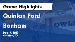 Quinlan Ford  vs Bonham  Game Highlights - Dec. 7, 2023