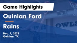 Quinlan Ford  vs Rains  Game Highlights - Dec. 7, 2023