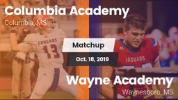Matchup: Columbia Academy vs. Wayne Academy  2019