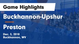 Buckhannon-Upshur  vs Preston  Game Highlights - Dec. 3, 2018