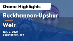 Buckhannon-Upshur  vs Weir  Game Highlights - Jan. 2, 2020