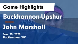 Buckhannon-Upshur  vs John Marshall  Game Highlights - Jan. 25, 2020