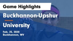 Buckhannon-Upshur  vs University  Game Highlights - Feb. 25, 2020