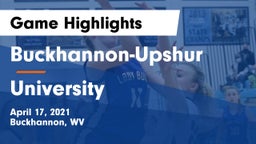 Buckhannon-Upshur  vs University  Game Highlights - April 17, 2021