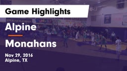 Alpine  vs Monahans  Game Highlights - Nov 29, 2016