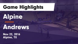 Alpine  vs Andrews  Game Highlights - Nov 22, 2016
