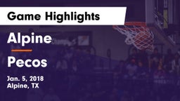 Alpine  vs Pecos  Game Highlights - Jan. 5, 2018
