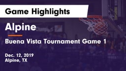 Alpine  vs Buena Vista Tournament Game 1 Game Highlights - Dec. 12, 2019