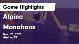 Alpine  vs Monahans  Game Highlights - Nov. 20, 2023