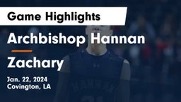 Archbishop Hannan  vs Zachary  Game Highlights - Jan. 22, 2024