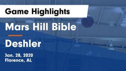 Mars Hill Bible  vs Deshler  Game Highlights - Jan. 28, 2020