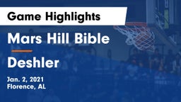 Mars Hill Bible  vs Deshler  Game Highlights - Jan. 2, 2021