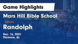 Mars Hill Bible School vs Randolph  Game Highlights - Dec. 16, 2023