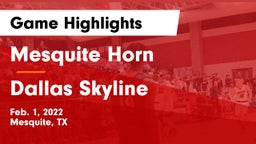 Mesquite Horn  vs Dallas Skyline  Game Highlights - Feb. 1, 2022