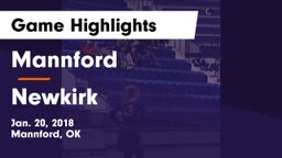 Mannford  vs Newkirk Game Highlights - Jan. 20, 2018