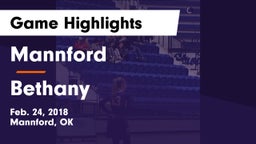 Mannford  vs Bethany Game Highlights - Feb. 24, 2018