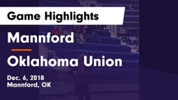 Mannford  vs Oklahoma Union  Game Highlights - Dec. 6, 2018