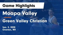 Moapa Valley  vs Green Valley Christian Game Highlights - Jan. 3, 2020