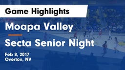 Moapa Valley  vs Secta Senior Night Game Highlights - Feb 8, 2017