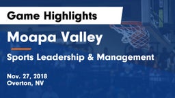 Moapa Valley  vs Sports Leadership & Management Game Highlights - Nov. 27, 2018