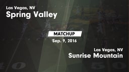 Matchup: Spring Valley High vs. Sunrise Mountain  2016