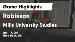 Robinson  vs Mills University Studies  Game Highlights - Jan. 19, 2021