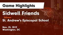 Sidwell Friends  vs St. Andrew's Episcopal School Game Highlights - Nov. 25, 2019