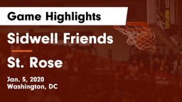 Sidwell Friends  vs St. Rose  Game Highlights - Jan. 5, 2020