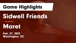Sidwell Friends  vs Maret  Game Highlights - Feb. 27, 2022
