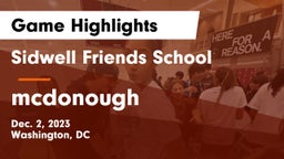 Sidwell Friends School vs mcdonough Game Highlights - Dec. 2, 2023
