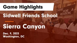 Sidwell Friends School vs Sierra Canyon  Game Highlights - Dec. 9, 2023