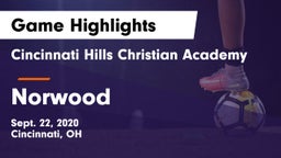 Cincinnati Hills Christian Academy vs Norwood  Game Highlights - Sept. 22, 2020