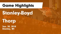 Stanley-Boyd  vs Thorp  Game Highlights - Jan. 30, 2018