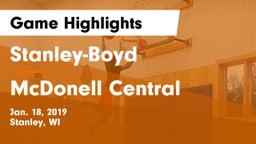 Stanley-Boyd  vs McDonell Central  Game Highlights - Jan. 18, 2019
