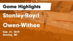 Stanley-Boyd  vs Owen-Withee  Game Highlights - Feb. 21, 2019