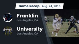 Recap: Franklin  vs. University  2018