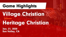Village Christian  vs Heritage Christian   Game Highlights - Jan. 21, 2020