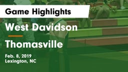 West Davidson  vs Thomasville  Game Highlights - Feb. 8, 2019