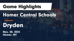 Homer Central Schools vs Dryden  Game Highlights - Nov. 28, 2023