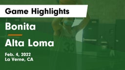 Bonita  vs Alta Loma  Game Highlights - Feb. 4, 2022