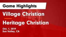 Village Christian  vs Heritage Christian   Game Highlights - Oct. 1, 2019