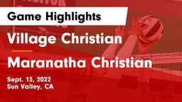 Village Christian  vs Maranatha Christian  Game Highlights - Sept. 13, 2022